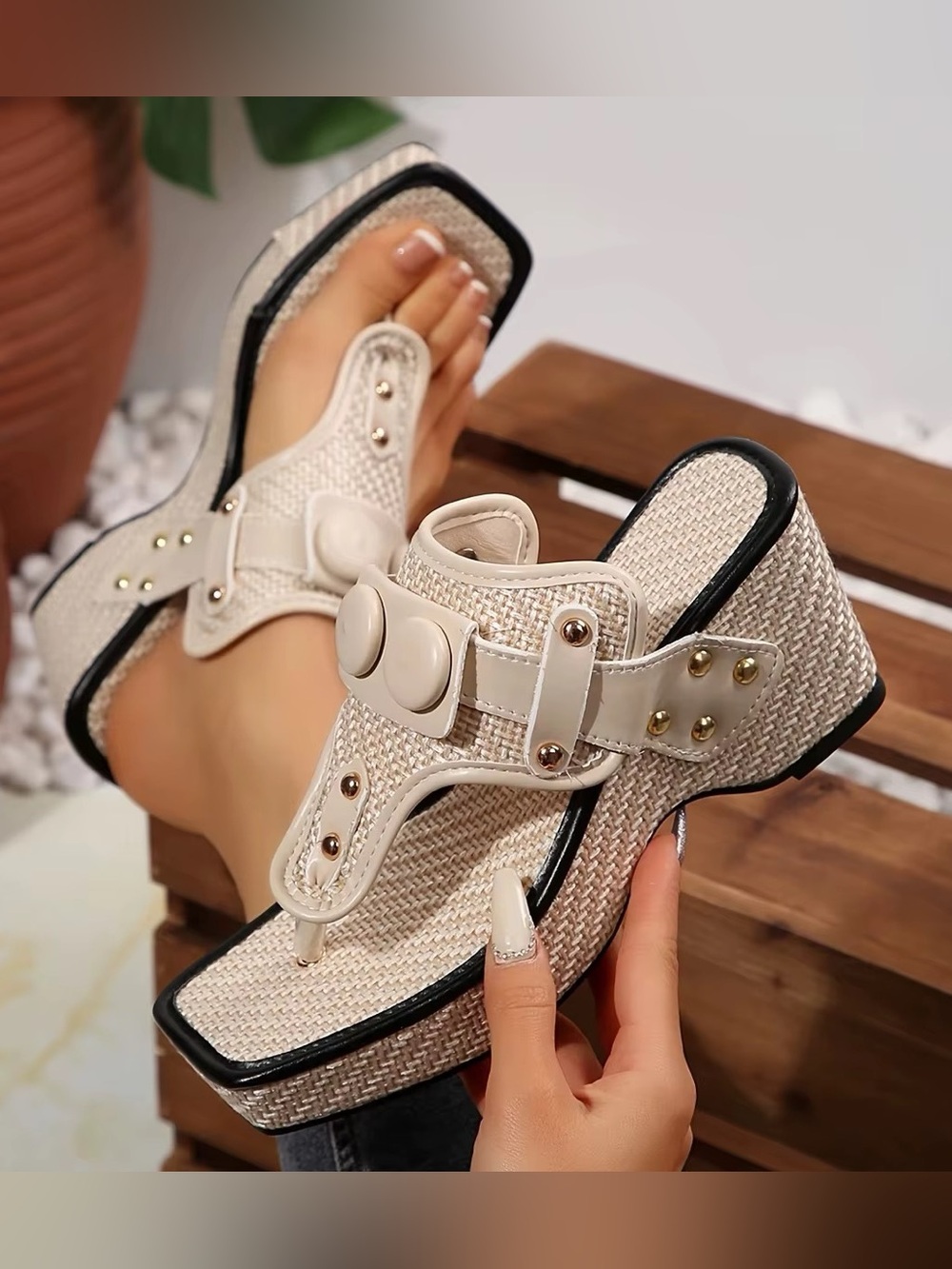 Casual and elegant style platform sandal 🤍